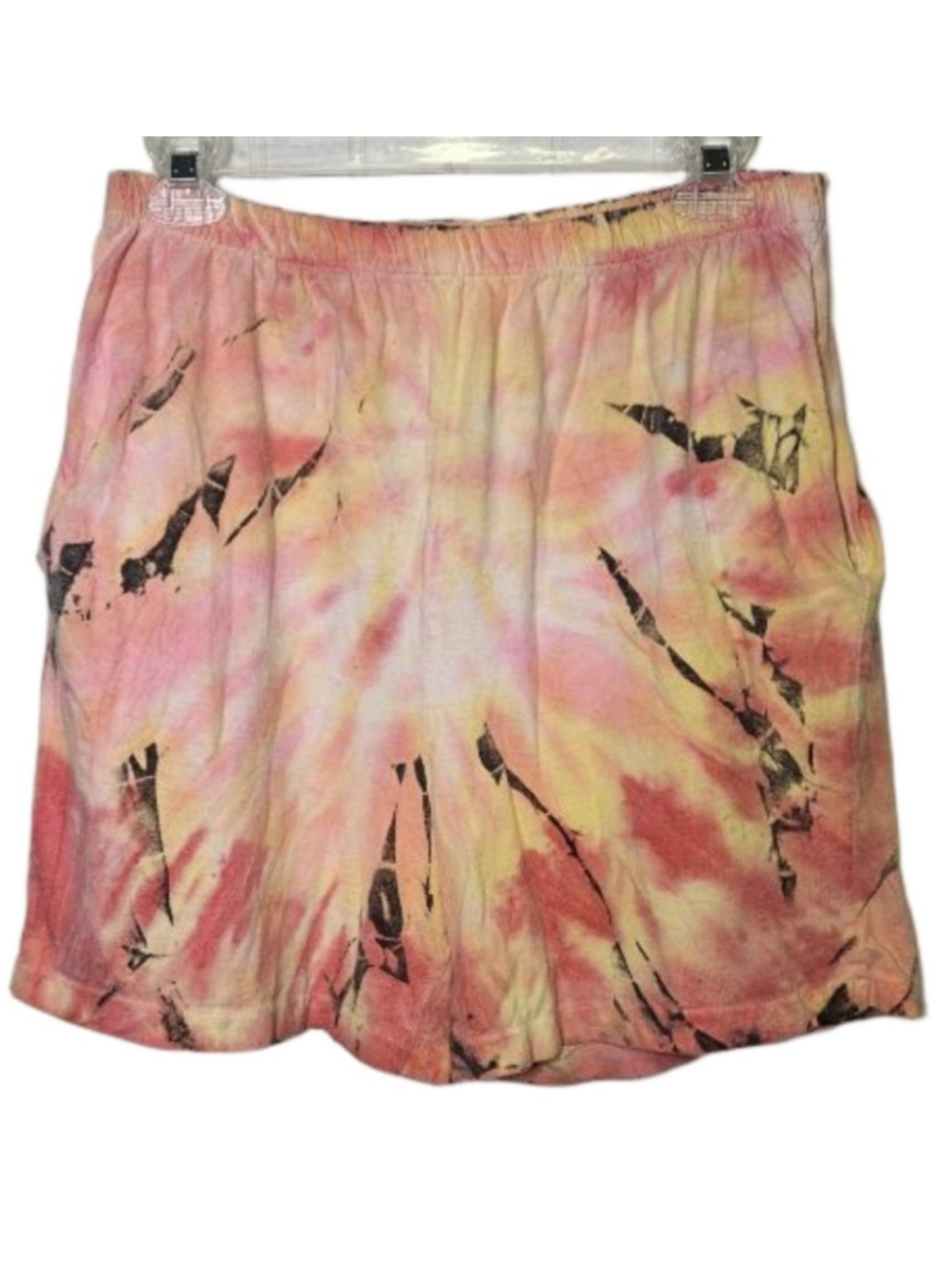 Vintage Gitano Tie Dye Shorts Made In USA Size Large 80s 90s Pink Yellow Beach